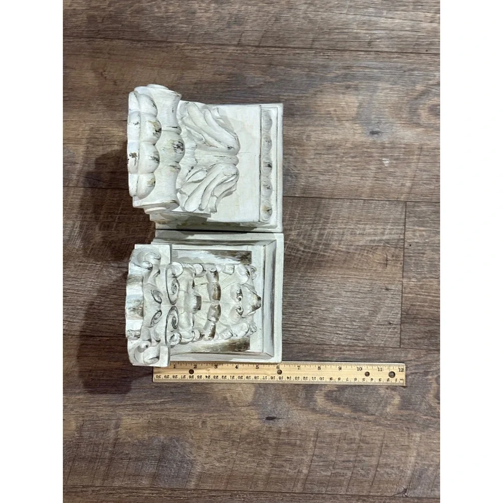 Ornate Decorative Corbels Architectural Brackets Acanthus Scroll Set 2 White